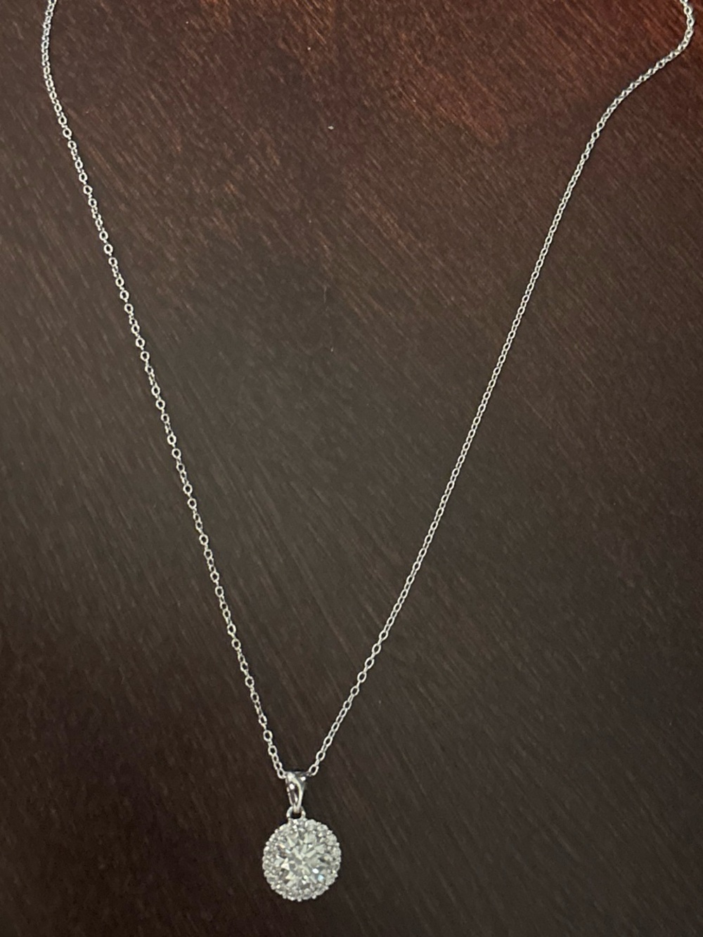 Round Pavé Crystal Pendant Necklace in Sterling Silver